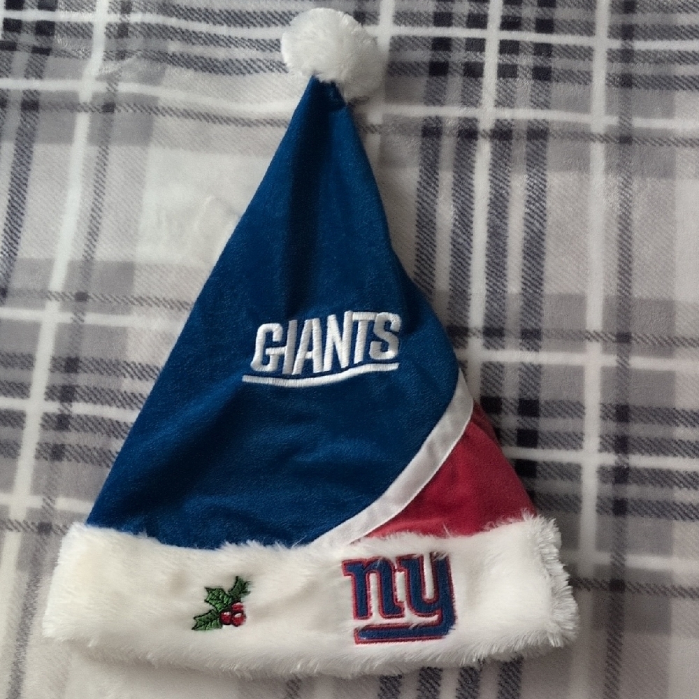 Giants Blue and Red Santa Hat